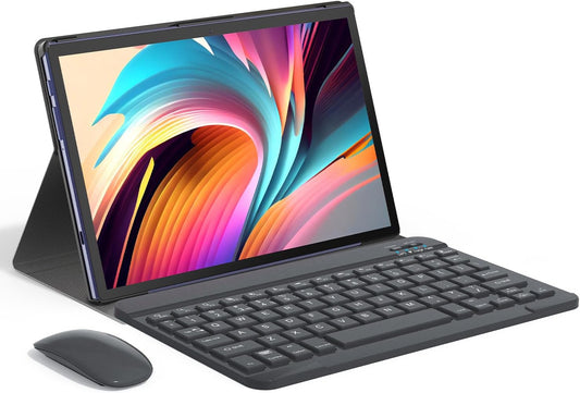 Xixaomiro 3 in 1 Tablet, 10.1-Inch Android 13 Tablet, 8GB+256GB with Keyboard Case Mouse, 1920x1200 Screen, Octa-Core Processor, 32MP/16MP Camera, 8800mAh Battery, Dual SIM Slot